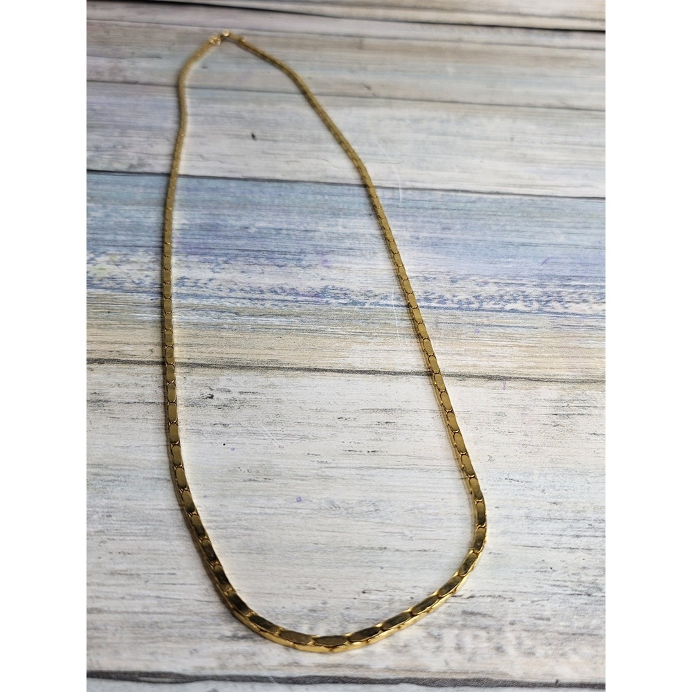 Korea Stamped Gold Tone Necklace 22" Chain NWOT Spring Ring‎ Closure